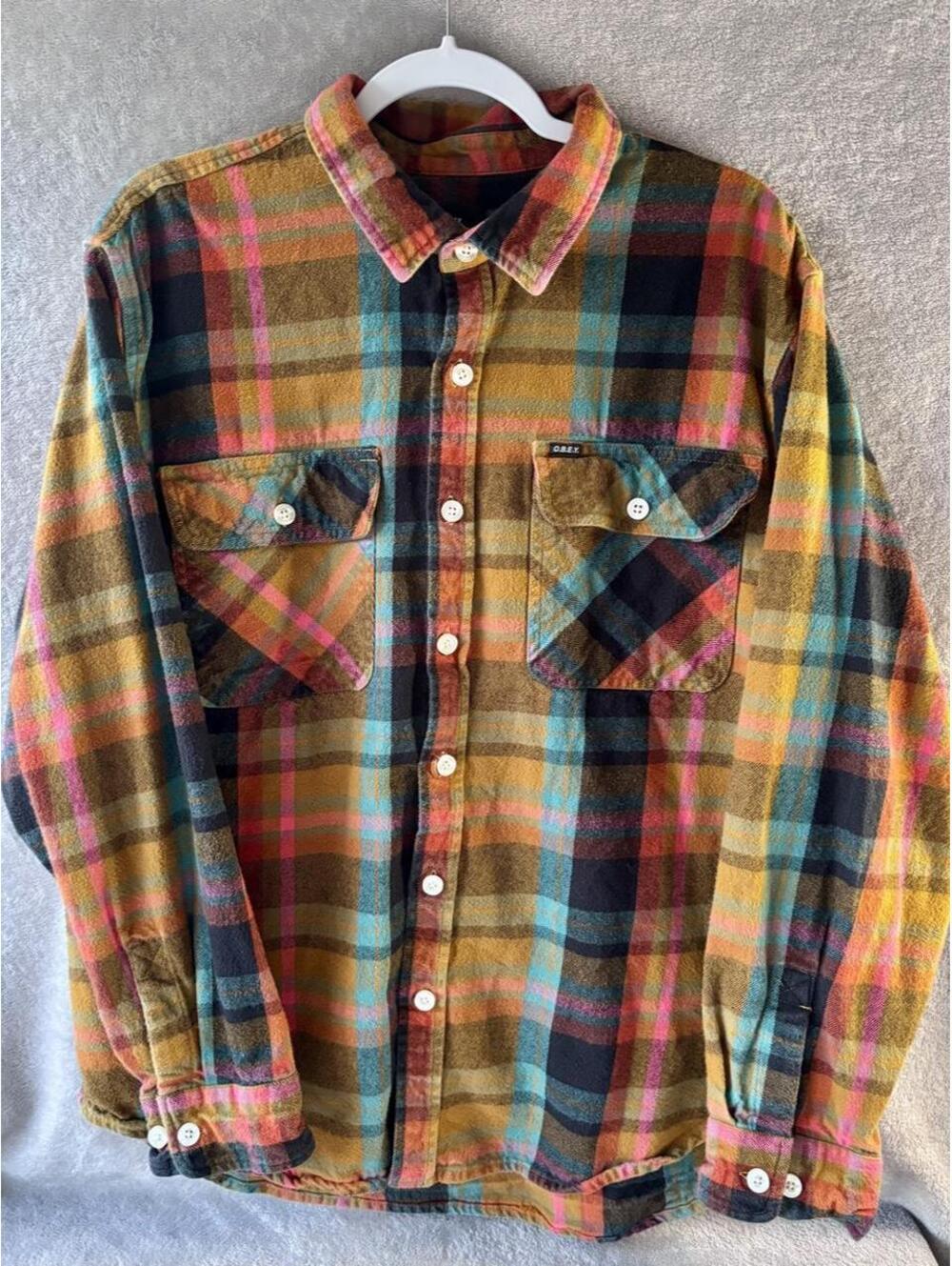 OBEY Worldwide Multicolor Plaid Flannel Shirt - Men's XL. EUC.